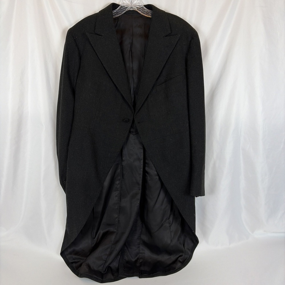 Vintage 1936  Paul Howe Colyn Newark USA Tailcoat Swallowtail Wool Coat Black
